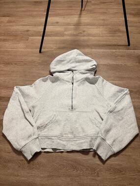 Lululemon Scuba Oversized Half Zip Hoodie Heathered Light Gray Women's Small